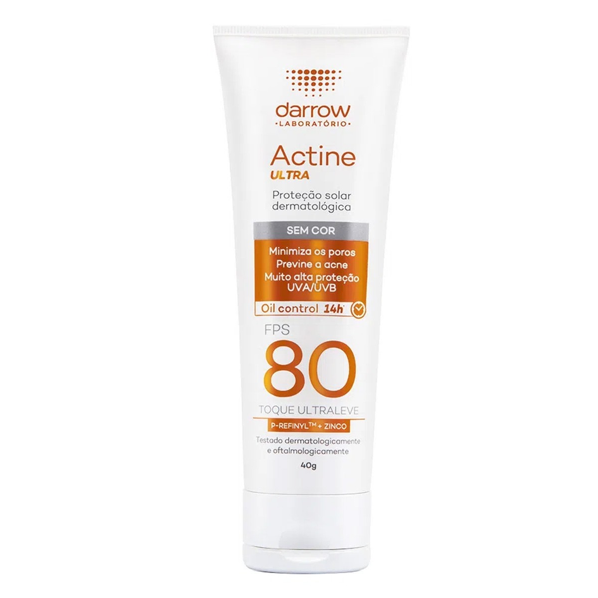 Protetor Solar Facial Actine Ultra Sem Cor FPS80 40g