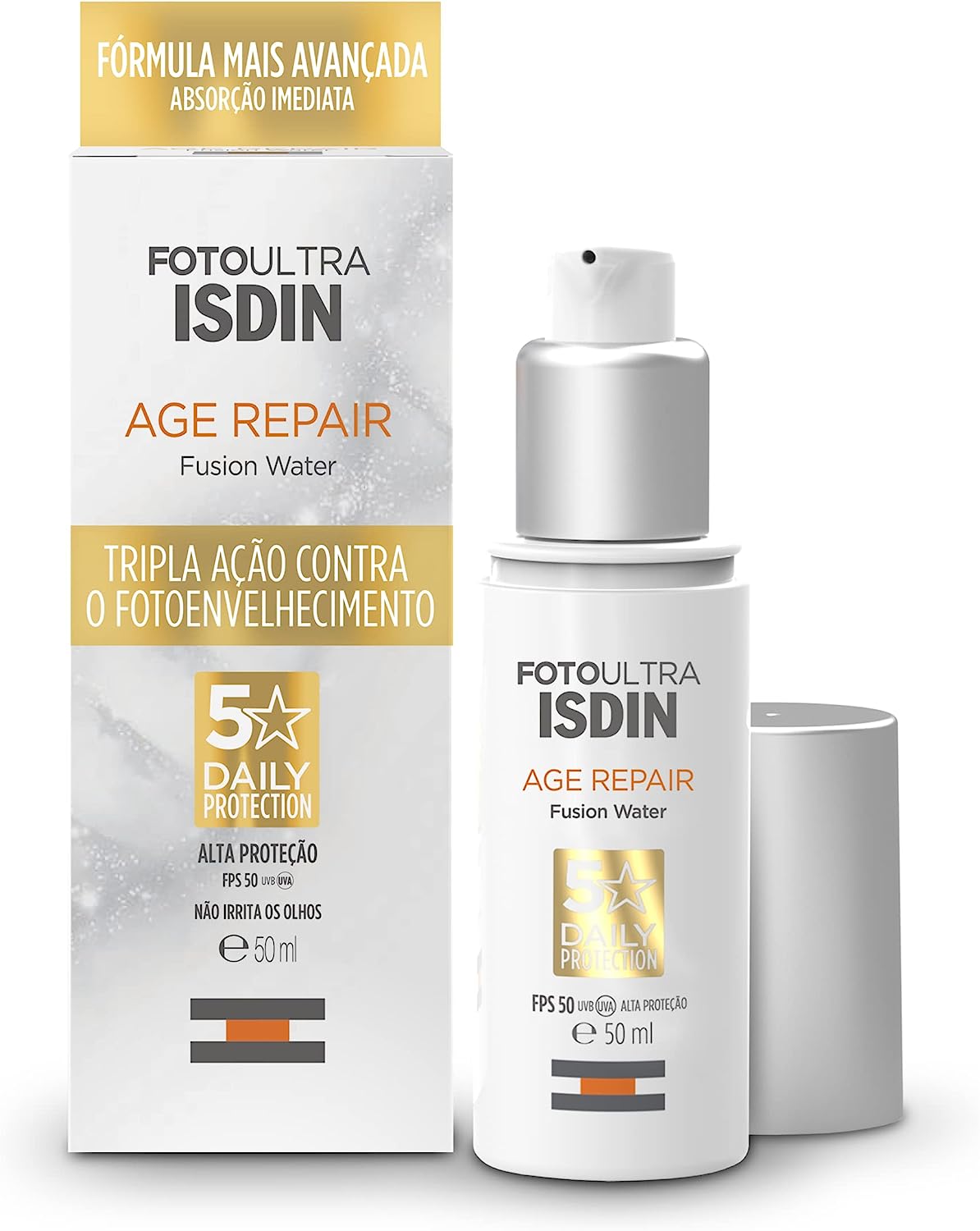 Protetor Solar Facial Antiaging Isdin Fusion Water 5 Stars Age Repair FPS50 50ml