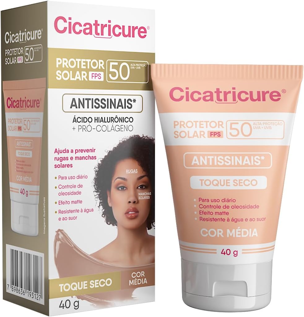 Protetor Solar Facial Antissinais Cicatricure FPS50 Cor Média 40g