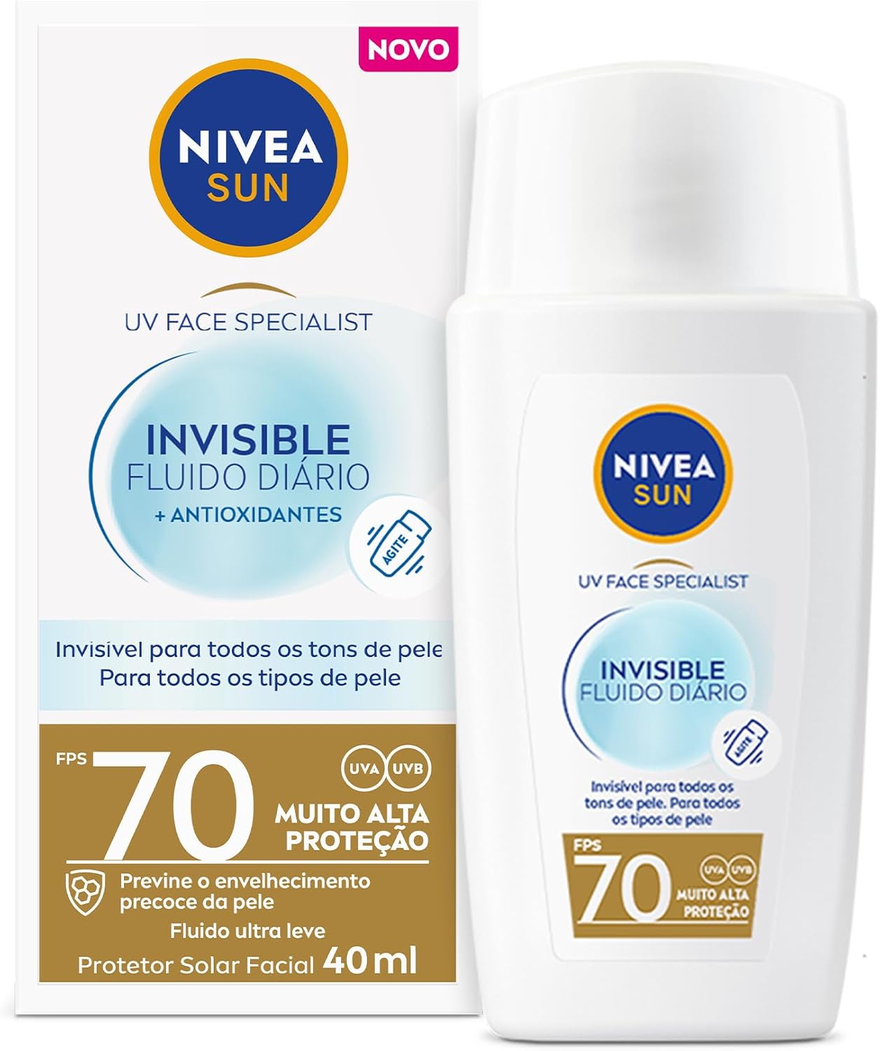 Protetor Solar Facial Nivea Sun UV Face Specialist Invisible Fluido Diário FPS70 40ml