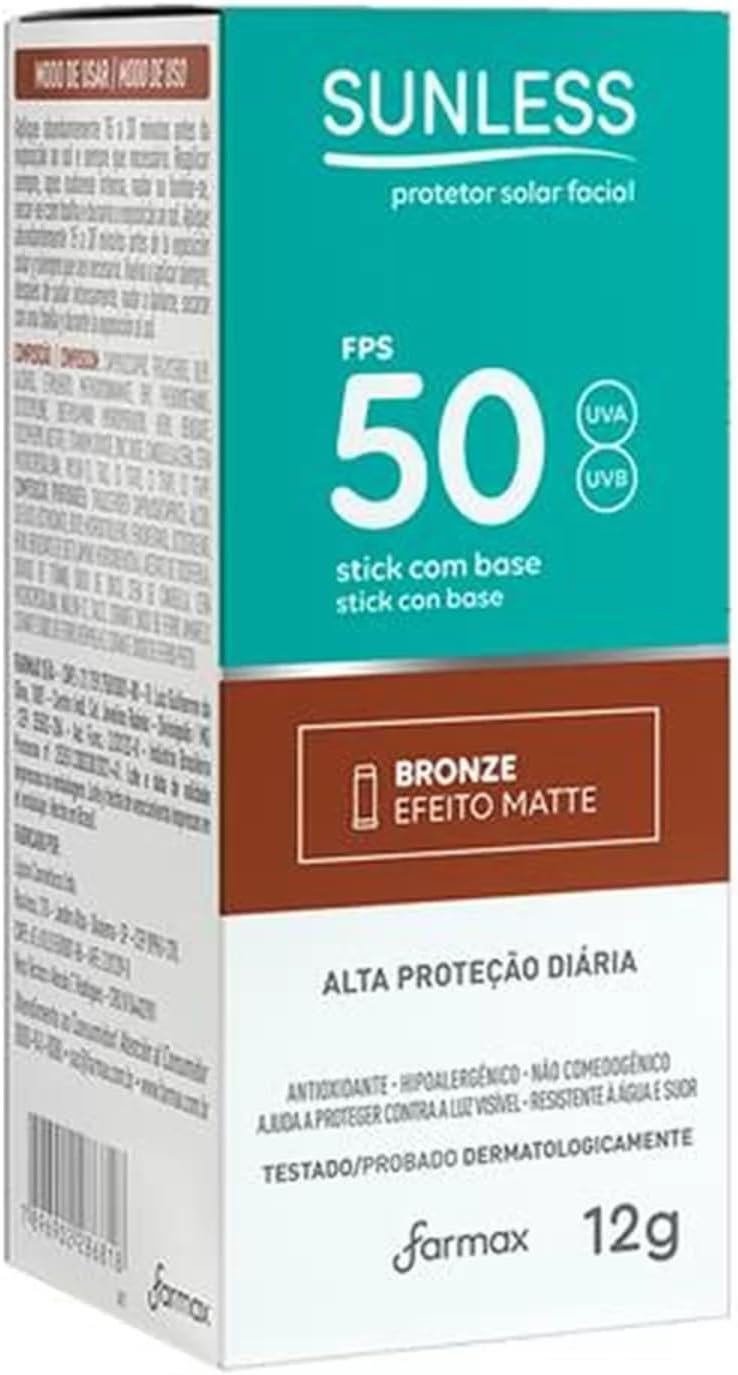 Protetor Solar Facial Stick FPS 50 Sunless Bronze 12g
