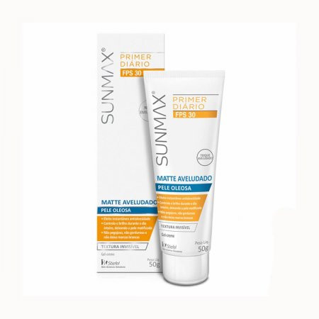 Protetor Solar Facial Sunmax Primer Diário Matte Aveludado Pele Oleosa FPS30 Gel Creme 50g