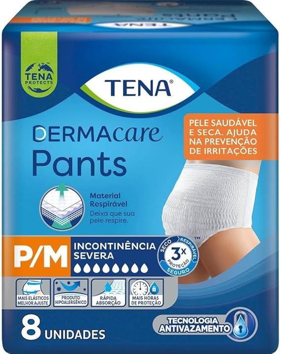 Roupa Íntima para Incontinência Urinária Tena Pants Dermacare P/M 8 unidades