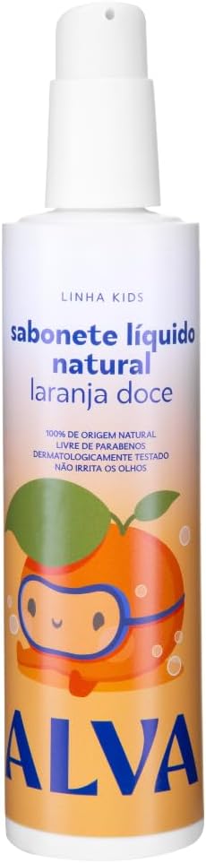 Sabonete Líquido Infantil Alva Laranja Doce e Baunilha Vegano 250ml