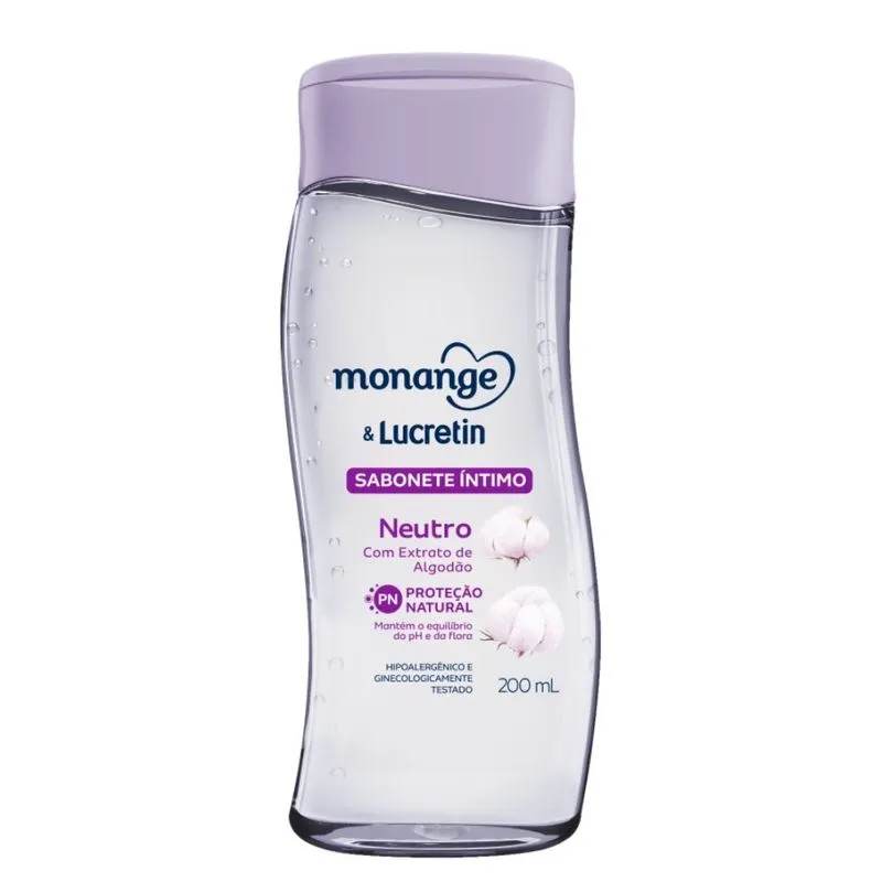 Sabonete Líquido Íntimo Monange e Lucretin Neutro 200ml