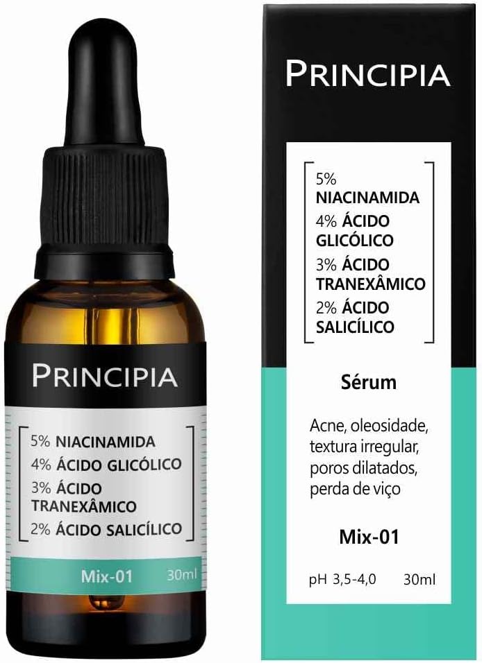 Sérum Principia MIX-01 5% Niacinamida + 4% Glicólico + 3% Tranexâmico + 2% Salicílico 30ml