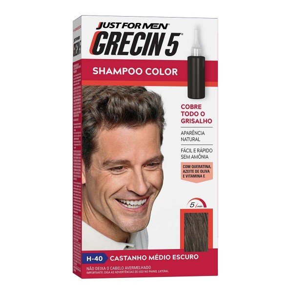 Shampoo Color Grecin 5 Tonalizante Masculino Castanho Médio Escuro 1 unidade