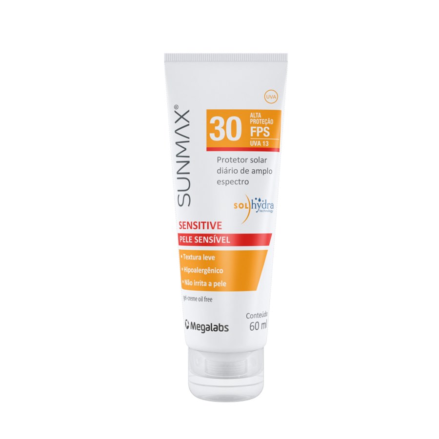 Sunmax Sensitive Protetor Solar Facial Gel Creme FPS30 60g