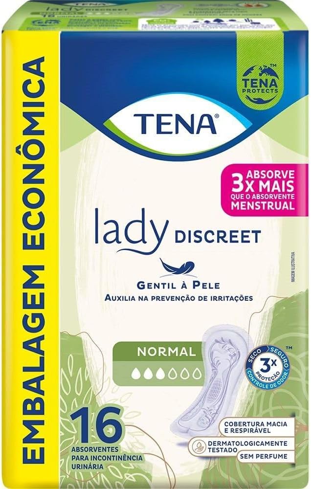 Tena Lady Discreet Absorvente Incontinência Urinária Normal 16 unidades