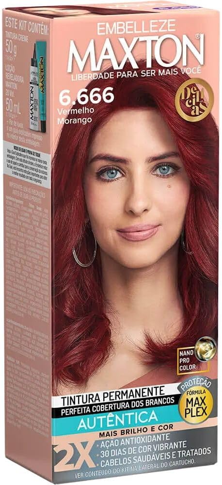 Tinta de Cabelo Maxton Delícias Vermelho Morango 6.666