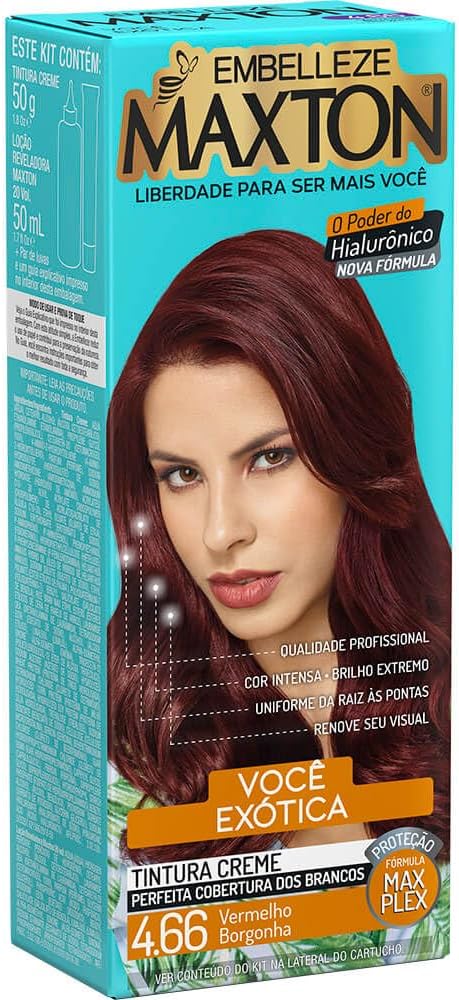 Tinta de Cabelo Maxton Vermelho Borgonha 4.66 Exótica 1 unidade