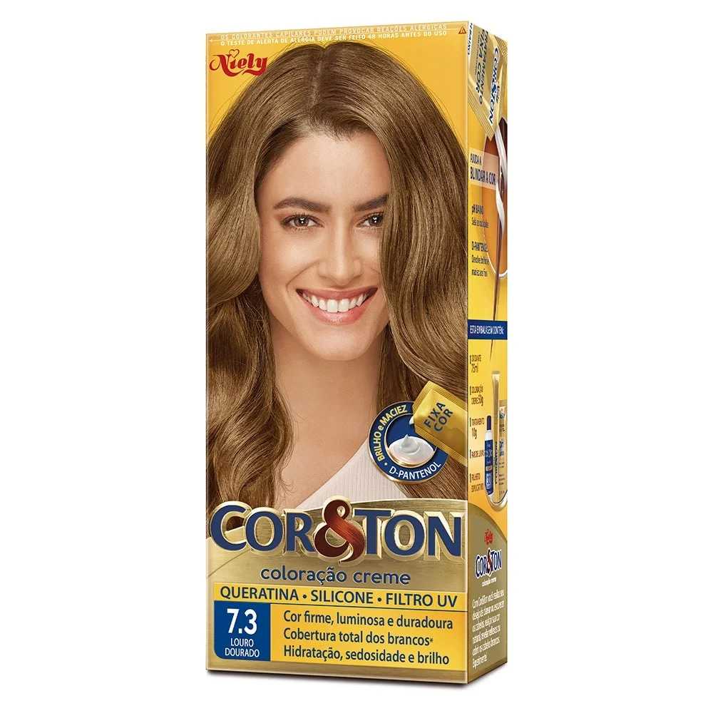 Tinta de Cabelo Permanente Cor&Ton Niely - 7.3 Louro Dourado
