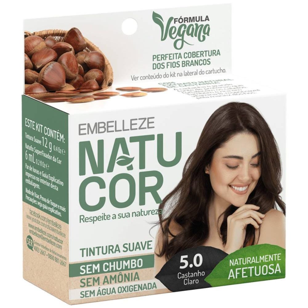 Tinta de Cabelo Permanente Embelleze Natucor 5.0 Castanho Claro