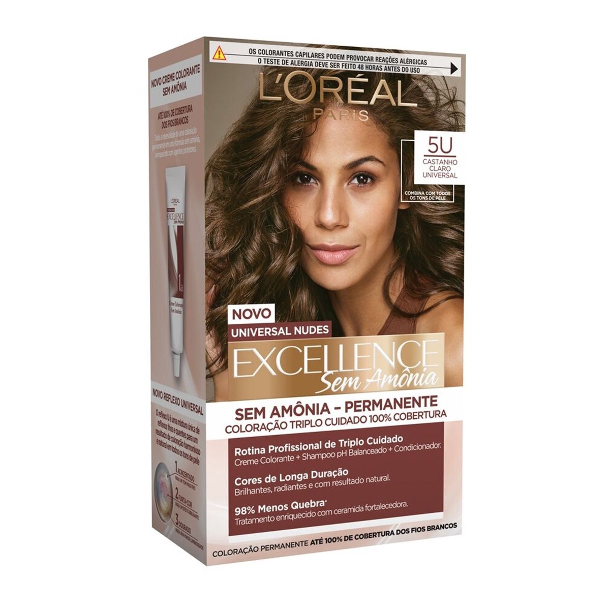 Tinta de Cabelo Permanente Imédia Excellence L'Oréal Paris Sem Amônia 5U Castanho Claro Universal