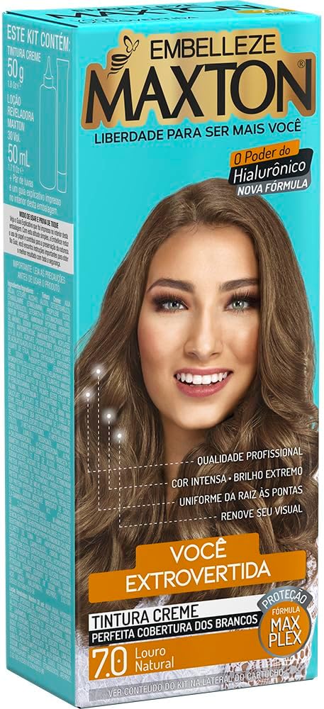 Tinta de Cabelo Permanente Maxton Você Mais Extrovertida 7.0 Louro Natural