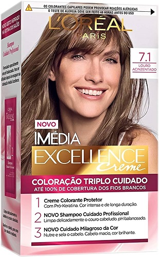 Tintura Loreal Imédia Excellence 7.1 Louro Acinzentado