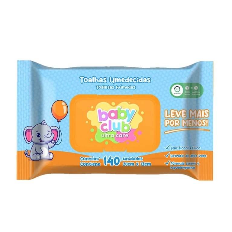 Toalhas Umedecidas Baby Club 140 unidades